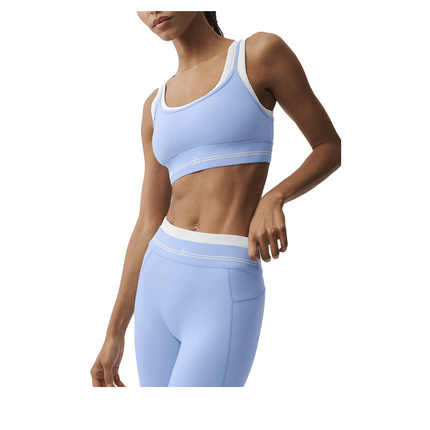 alo Women's Airbrush Better Together Bra Light Provence Blue/White