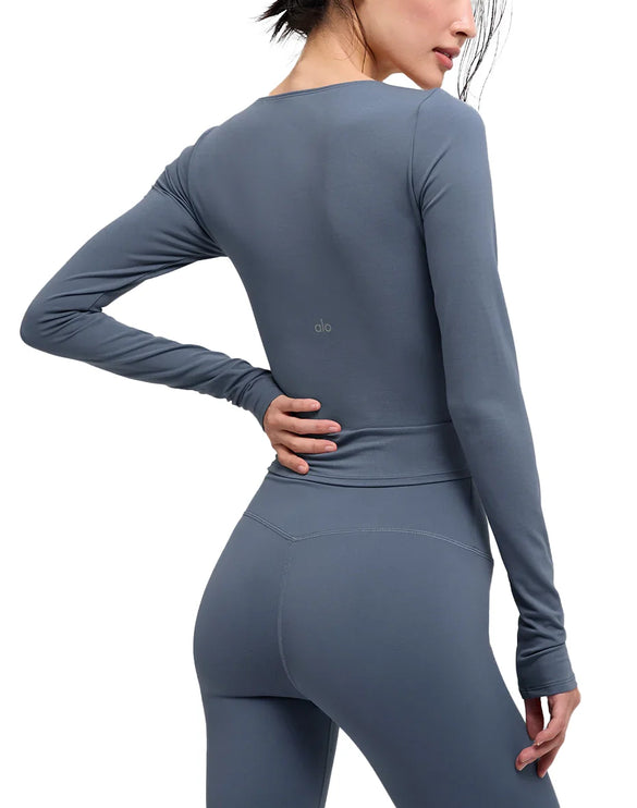 alo Women's Softsculpt Precision Long Sleeve Bluestone