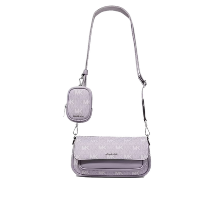 Michael Kors Women's Jet Set Travel Small Signature Logo Crossbody Bag With Pouch Lilac/Silver