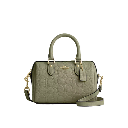 Coach Women's Mini Rowan Crossbody Bag In Signature Leather Gold/Pistachio