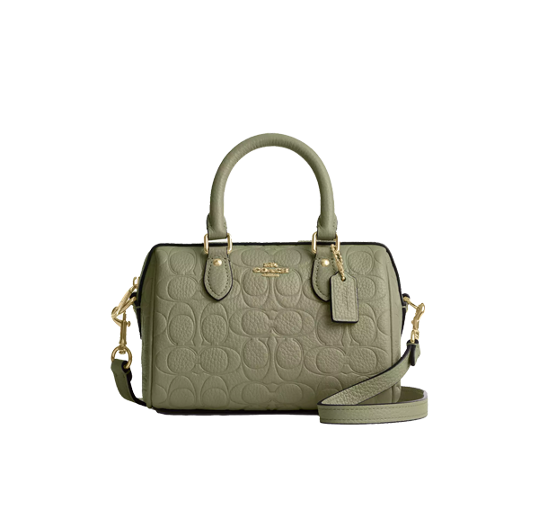 Coach Women's Mini Rowan Crossbody Bag In Signature Leather Gold/Pistachio