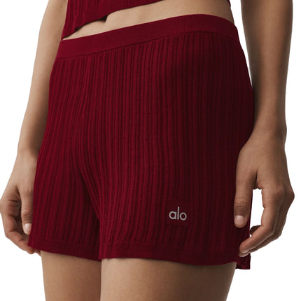 alo Women's Sweater High-Waist Sunlit Short Summer Romance Red