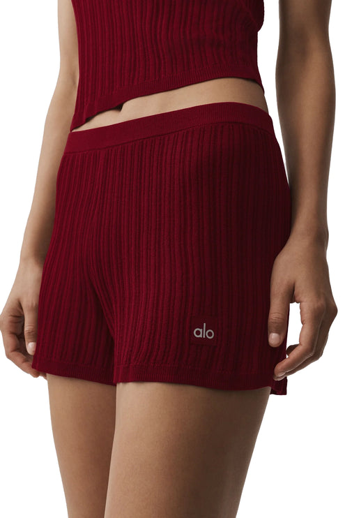 alo Women's Sweater High-Waist Sunlit Short Summer Romance Red