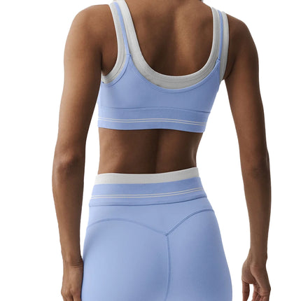 alo Women's Airbrush Better Together Bra Light Provence Blue/White