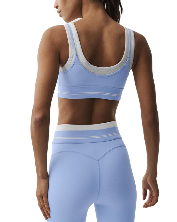 alo Women's Airbrush Better Together Bra Light Provence Blue/White