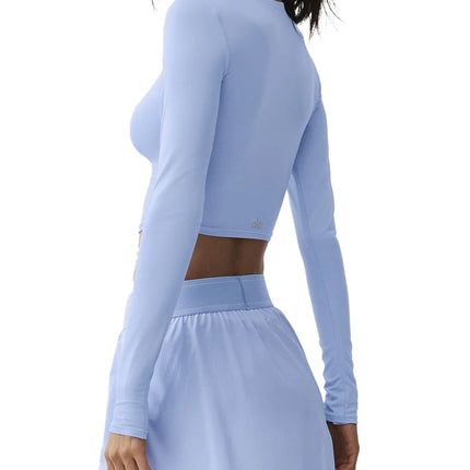 alo Women's Alosoft Crop Finesse Long Sleeve Light Provence Blue