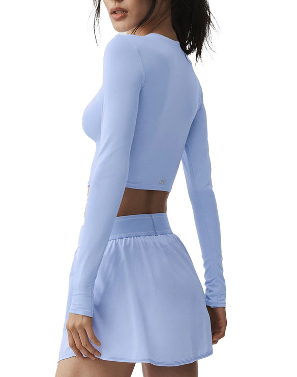 alo Women's Alosoft Crop Finesse Long Sleeve Light Provence Blue