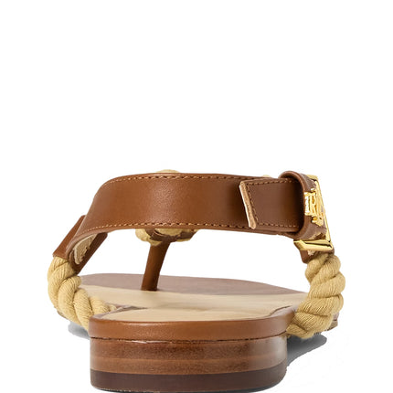 Polo Ralph Lauren Women's Everley Calfskin & Rope Sandal Lauren Tan/Natural