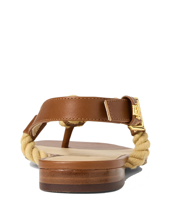 Polo Ralph Lauren Women's Everley Calfskin & Rope Sandal Lauren Tan/Natural