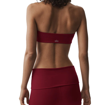 alo Women's Softsculpt Feel The Heat Halter Bra Summer Romance Red