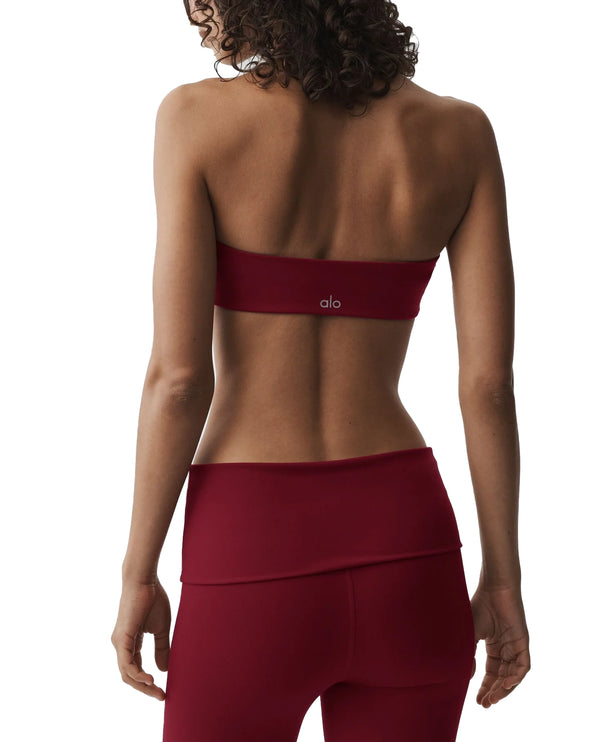 alo Women's Softsculpt Feel The Heat Halter Bra Summer Romance Red