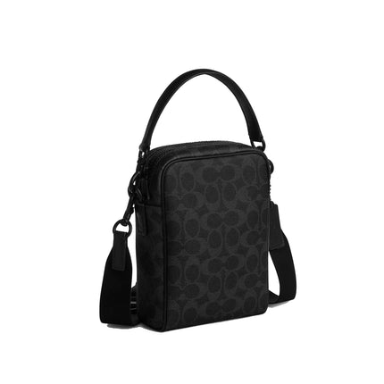 Coach Unisex Tristan Crossbody Bag 14 In Signature Canvas Matte Black/Black Signature
