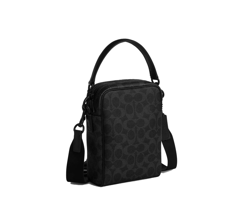 Coach Unisex Tristan Crossbody Bag 14 In Signature Canvas Matte Black/Black Signature