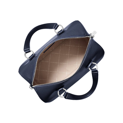 Michael Kors Women's Grayson Medium Pebbled Leather Duffel Crossbody Bag Navy/Silver