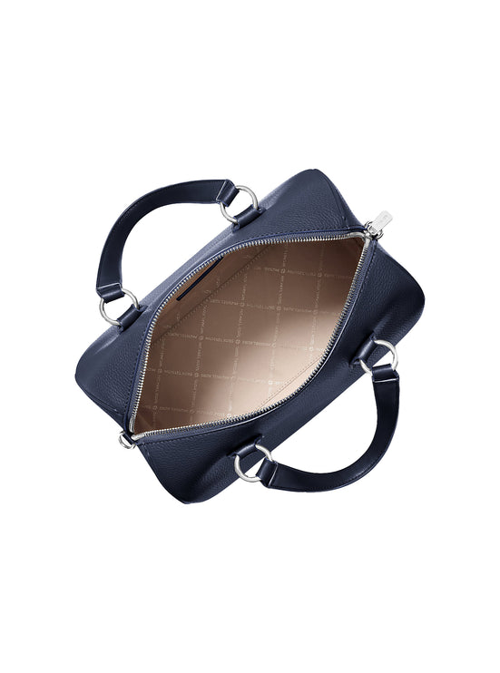 Michael Kors Women's Grayson Medium Pebbled Leather Duffel Crossbody Bag Navy/Silver