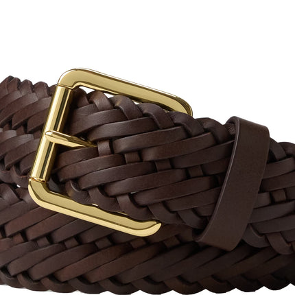 Polo Ralph Lauren Women's Braided Vachetta Leather Belt Chestnut Brown