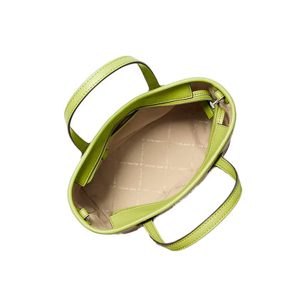 Michael Kors Women's Eva Extra-Small Logo Jacquard Denim Convertible Tote Bag Lime/Silver