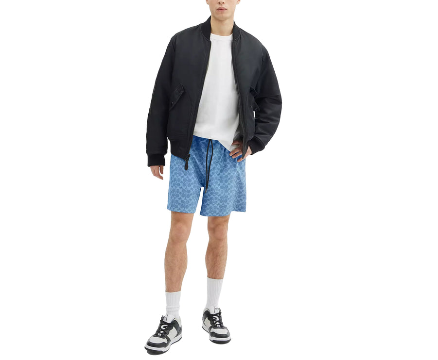 Coach Men's Signature Swim Trunks In Recycled Polyester Denim Signature