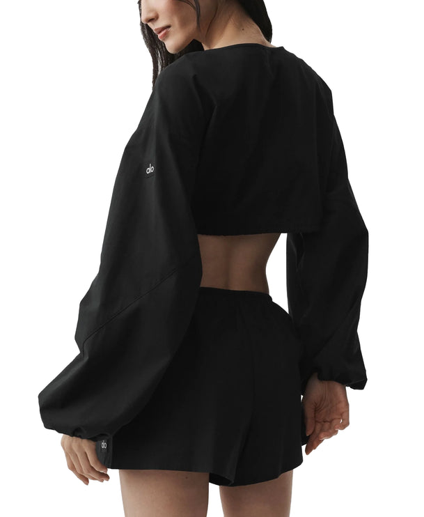 alo Women's Cotton Cropped Real Deal Long Sleeve Black
