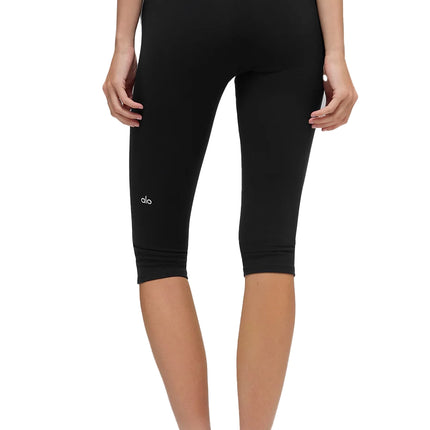 alo Women's Airbrush High-Waist Race Pace Capri Black/White