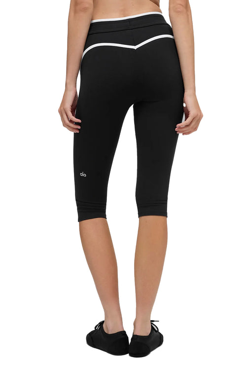 alo Women's Airbrush High-Waist Race Pace Capri Black/White
