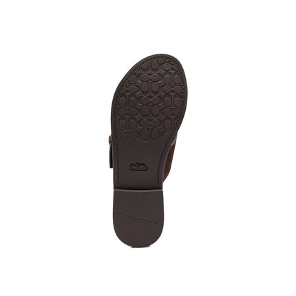 Coach Women's Crisscross Buckle Sandal Suede/Chocolate Brown