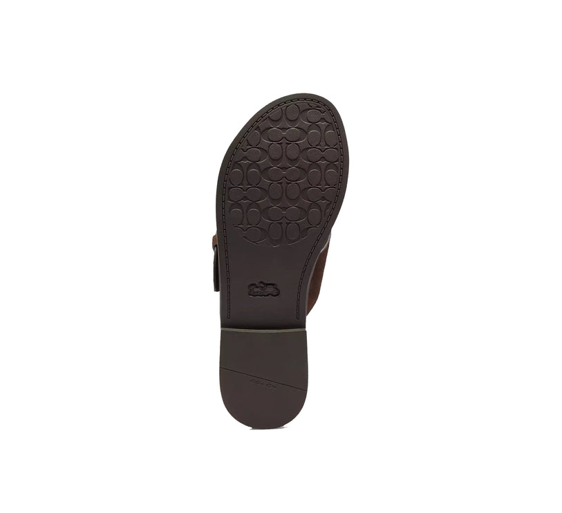 Coach Women's Crisscross Buckle Sandal Suede/Chocolate Brown
