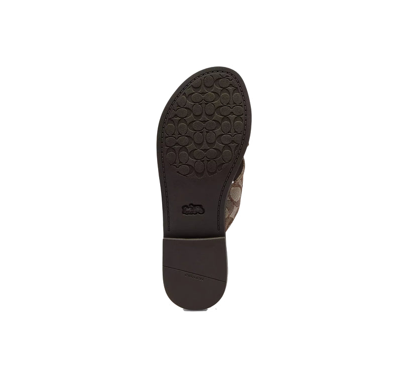Coach Women's Crisscross Buckle Sandal In Signature Jacquard Oak/Maple