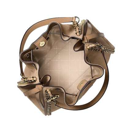 Michael Kors Women's Mina Large Suede Chain Shoulder Bag Camel/Gold