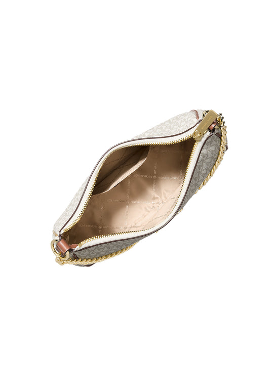 Michael Kors Women's Jet Set Travel Large Signature Logo Convertible Crossbody Bag Vanilla/Gold