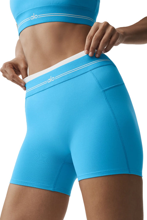 alo Women's Airbrush High-Waist Better Together Short Azure Blue/White