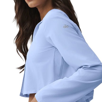 alo Women's Cropped Unmatched Long Sleeve Light Provence Blue