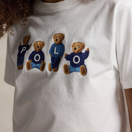 Polo Ralph Lauren Girl's Polo Bear Logo Cotton Jersey Tee White