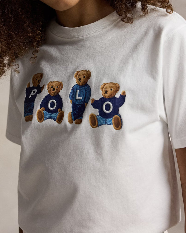 Polo Ralph Lauren Girl's Polo Bear Logo Cotton Jersey Tee White