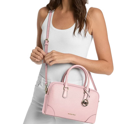 Michael Kors Women's Thompson Pebbled Leather Satchel Bag Powder Blush/Gold