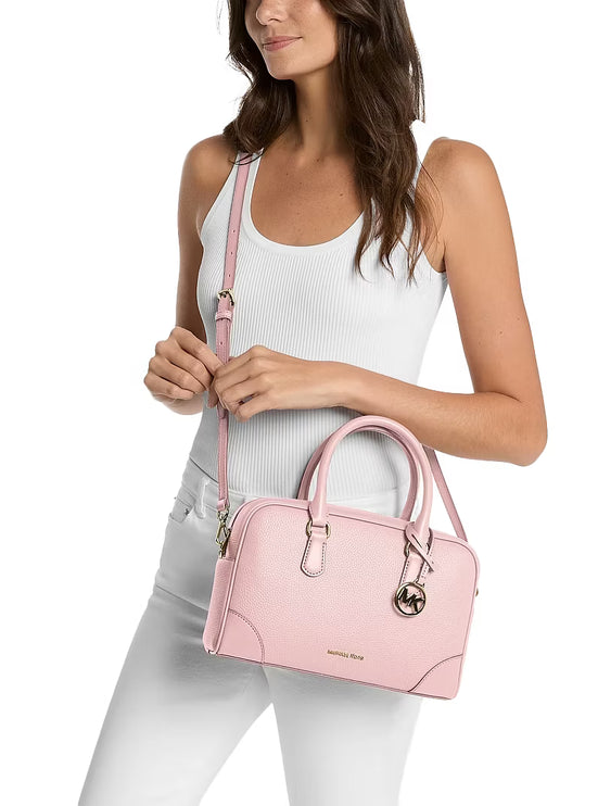 Michael Kors Women's Thompson Pebbled Leather Satchel Bag Powder Blush/Gold