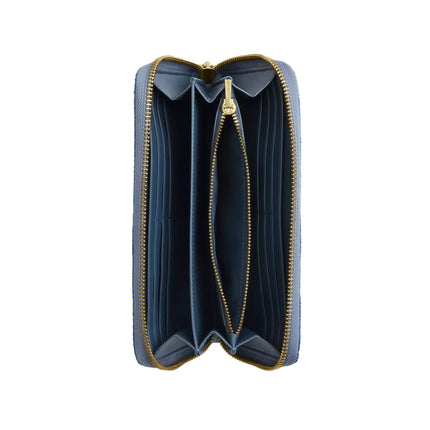 Coach Women's Long Zip Around Wallet In Loved Denim Gold/Light Indigo