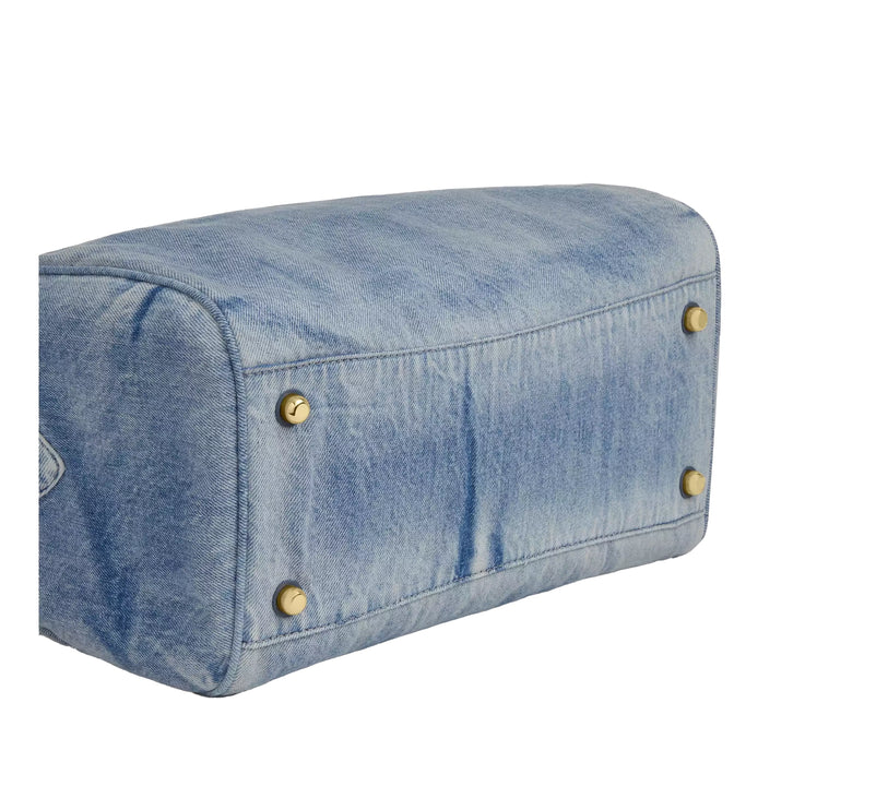 Coach Women's Rowan Large Satchel Bag In Loved Denim With Charms Gold/Light Indigo