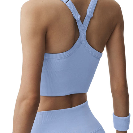 alo Women's Seamless Ribbed Favorite Bra Tank Light Provence Blue
