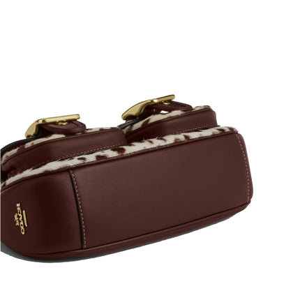 Coach Women's Ashton Shoulder Bag In Haircalf Gold/Dark Brown Chalk