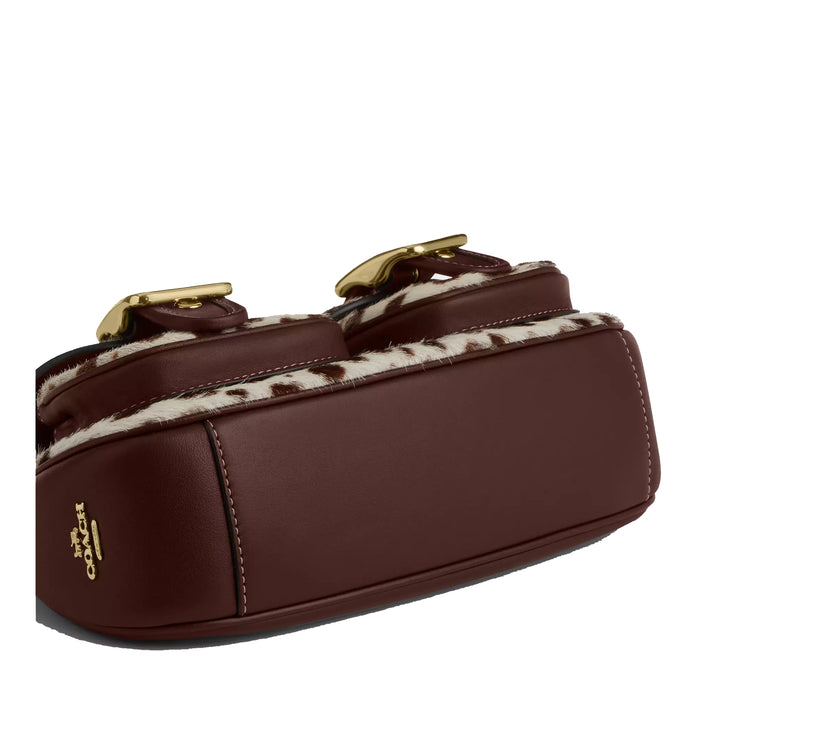 Coach Women's Ashton Shoulder Bag In Haircalf Gold/Dark Brown Chalk