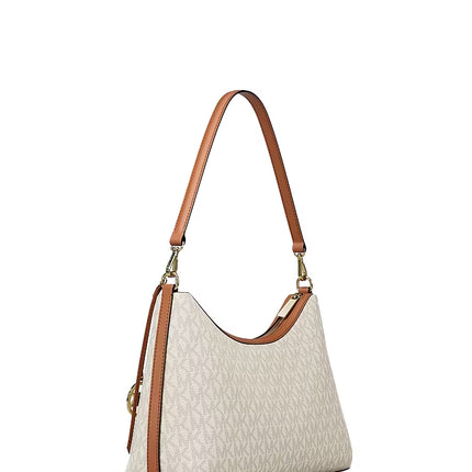 Michael Kors Women's Sammy Medium Signature Logo Convertible Shoulder Bag Vanilla/Gold