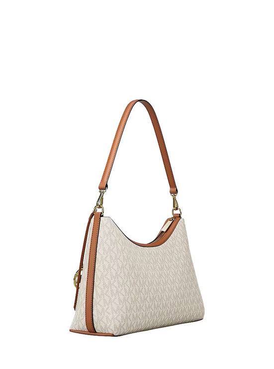 Michael Kors Women's Sammy Medium Signature Logo Convertible Shoulder Bag Vanilla/Gold