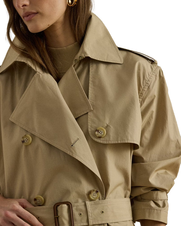 Polo Ralph Lauren Women's Double-Breasted Cotton Trench Coat Birch Tan