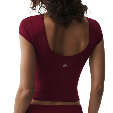 alo Women's Alosoft Back For More Tee Summer Romance Red