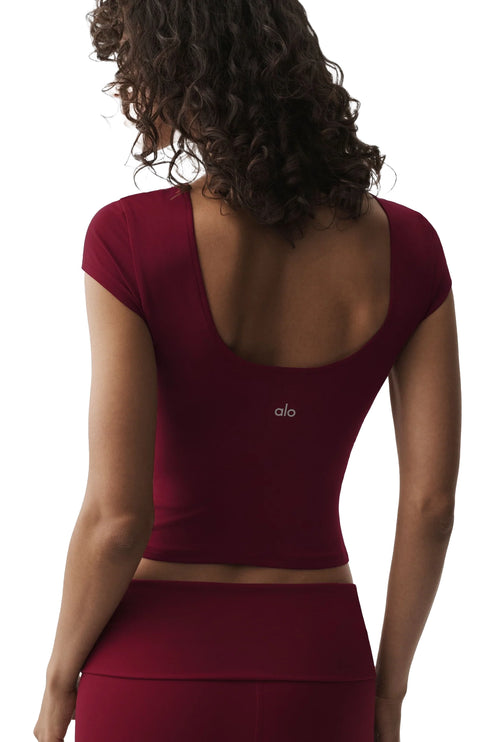 alo Women's Alosoft Back For More Tee Summer Romance Red