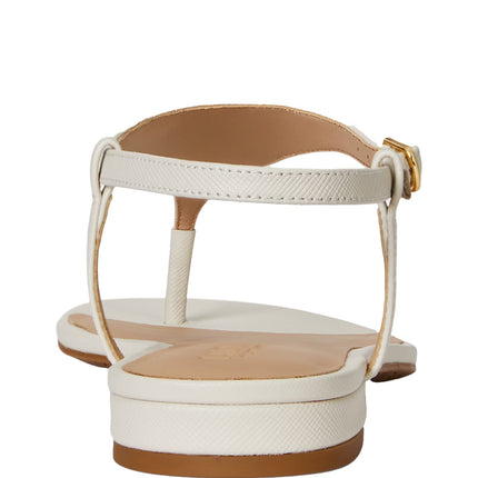 Polo Ralph Lauren Women's Everley II Crosshatch Leather Sandal Soft White