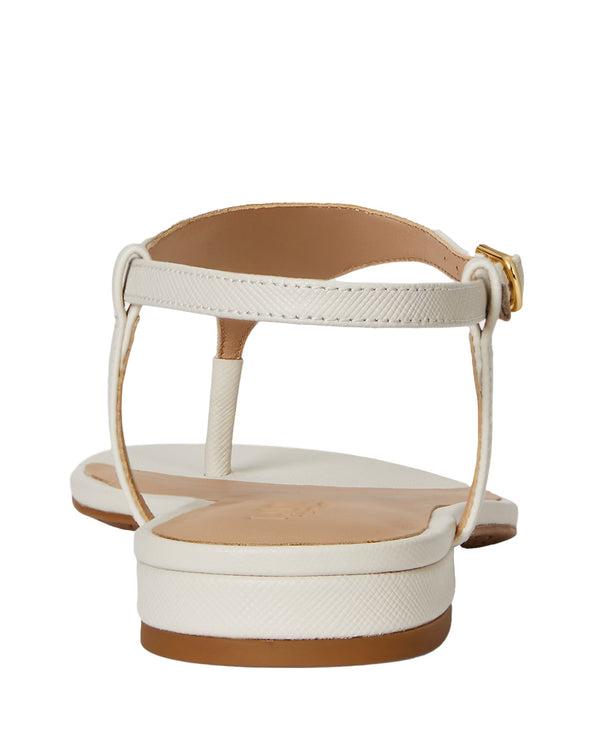 Polo Ralph Lauren Women's Everley II Crosshatch Leather Sandal Soft White