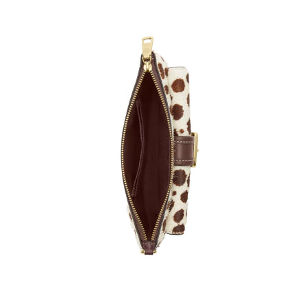 Coach Women's Ashton Wristlet In Haircalf Gold/Dark Brown Chalk