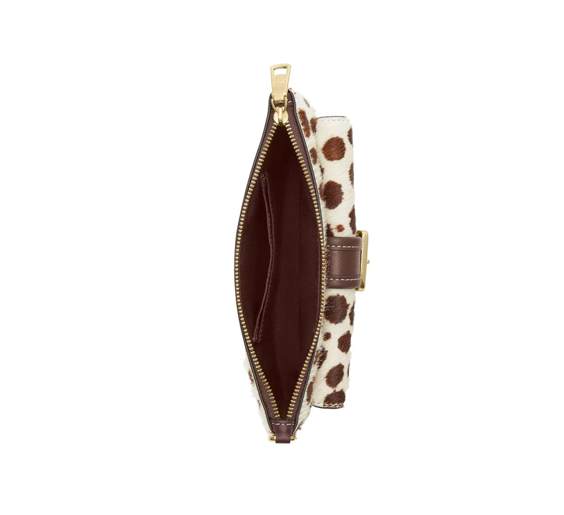 Coach Women's Ashton Wristlet In Haircalf Gold/Dark Brown Chalk